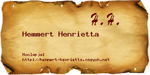 Hemmert Henrietta névjegykártya